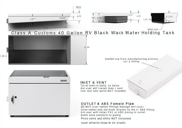 Class A Customs 40 Gallon Black RV Waste Water Tank Model WT-4000-2