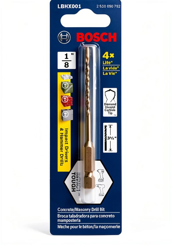 Bosch 1/8 in. X 3 in. Hex Shank Hammer Drill Masonry Bit LBHX001-1