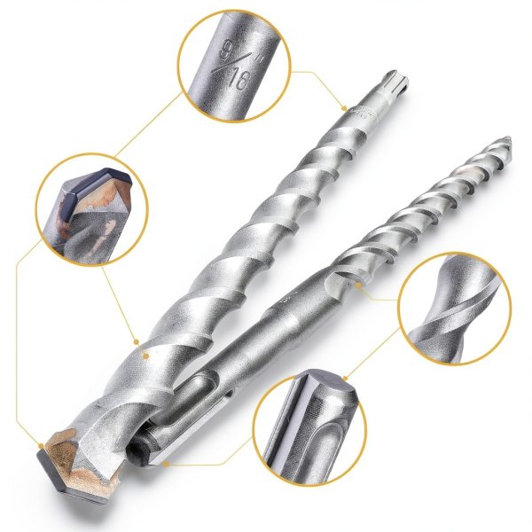 17-Piece SDS Plus Rotary Hammer Drill Bits and Chisel Set, YG8C Carbide Tips, SDS Plus Bits, Masonry Drill Bit Set for Concrete, Brick and Stone, with Storage Case, Ideal Tool for DIY, Home-3
