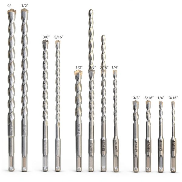 17-Piece SDS Plus Rotary Hammer Drill Bits and Chisel Set, YG8C Carbide Tips, SDS Plus Bits, Masonry Drill Bit Set for Concrete, Brick and Stone, with Storage Case, Ideal Tool for DIY, Home-1