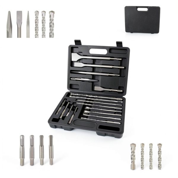 Rotary Hammer Drill Bits Gickbusus 17-Piece SDS Plus with Carbide Tips-2
